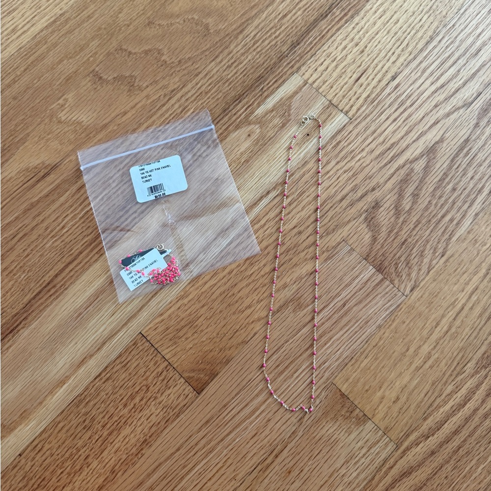 14K Yellow Gold & Enamel Beaded Cable Chain Necklace